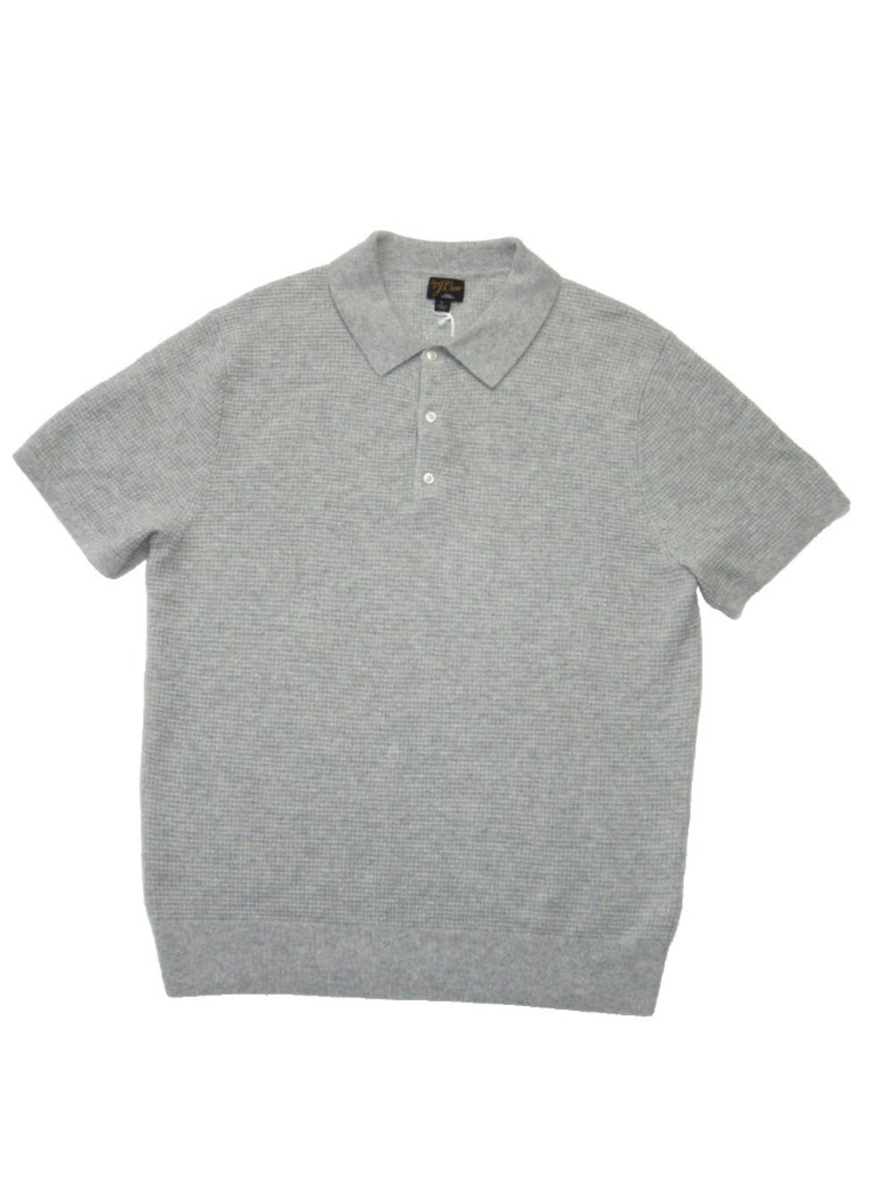 NWT J.Crew Men's Short-sleeve Cashmere Waffle Sweater-polo in Heather Gray L - Picture 3 of 7